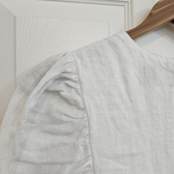 Dissh Lily Women's White Linen Long Sleeve Mini Dress Size U.S. 2 - Picture 6 of 10